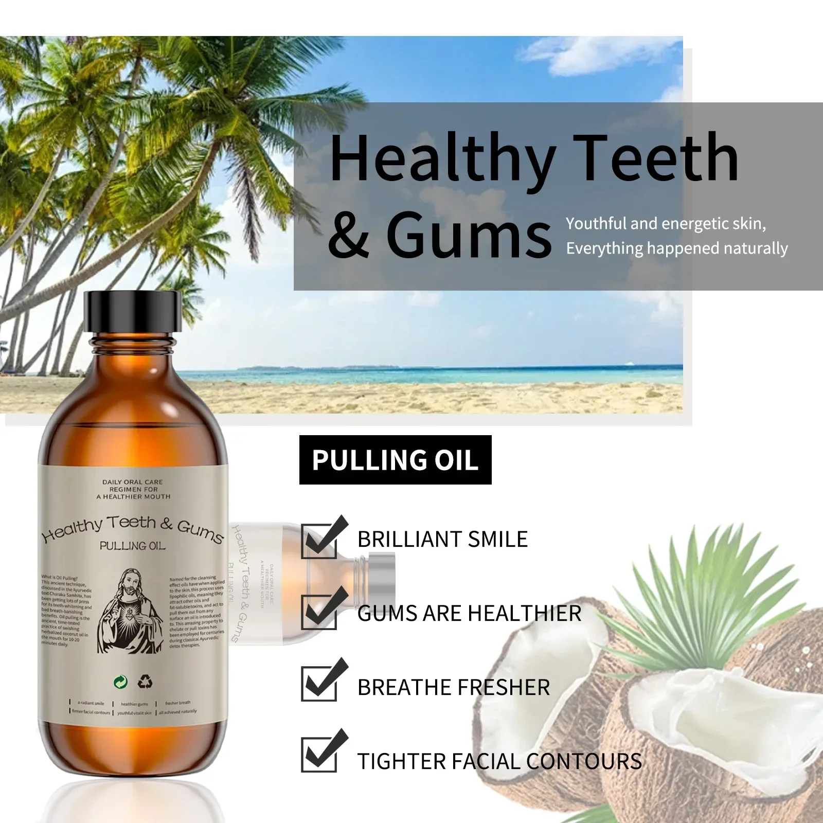 Coconut Pulling Oil Mouthwash  - đánh giá và giá Whitening Mouthwash